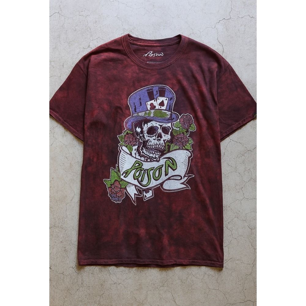 NEW POISON 2017 Tour Dragging The Cat Red Classic Rock Band TShirt sz XL Grunge